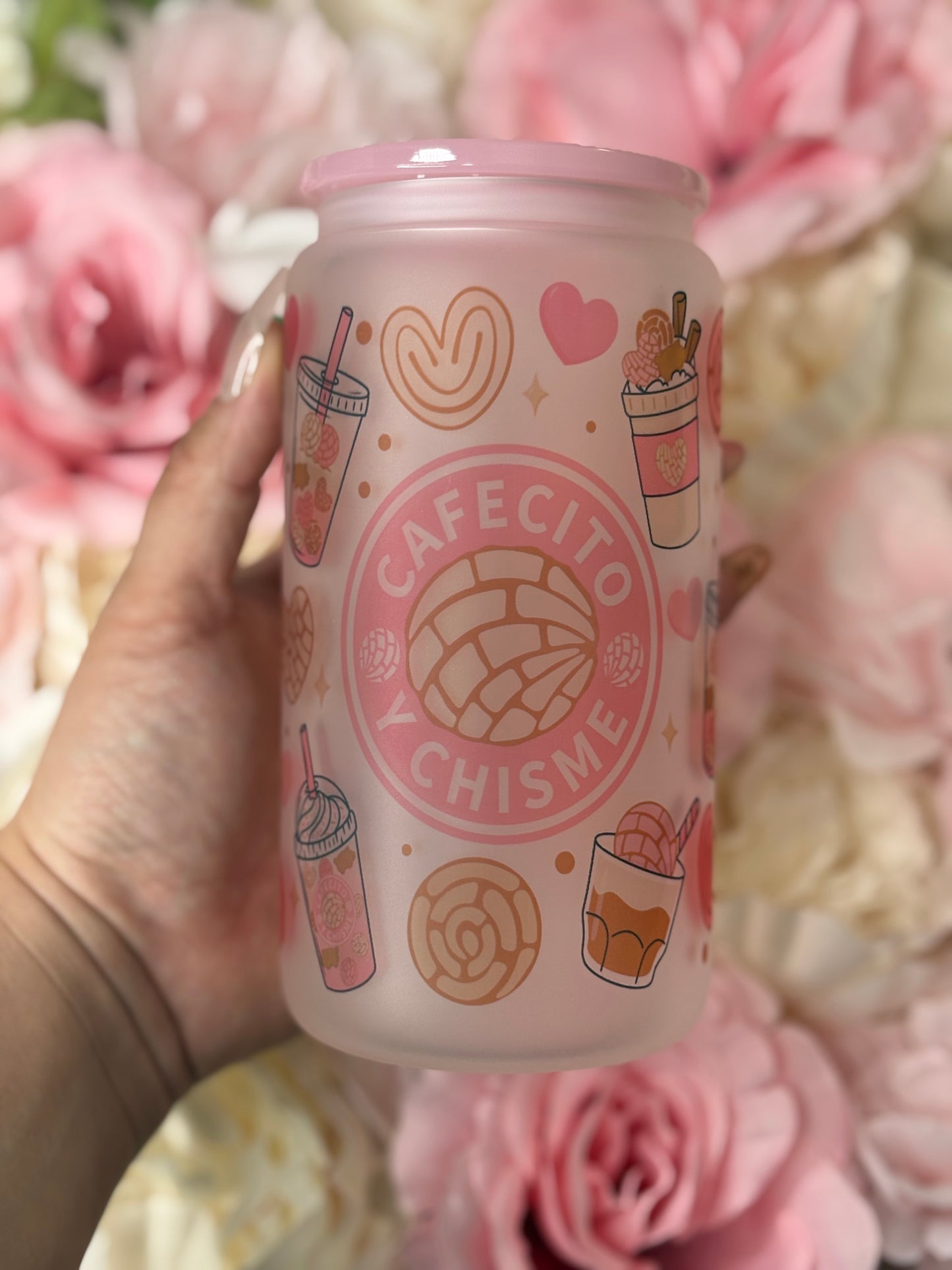 16 oz Frosted Glass Can | Chisme y Cafecito