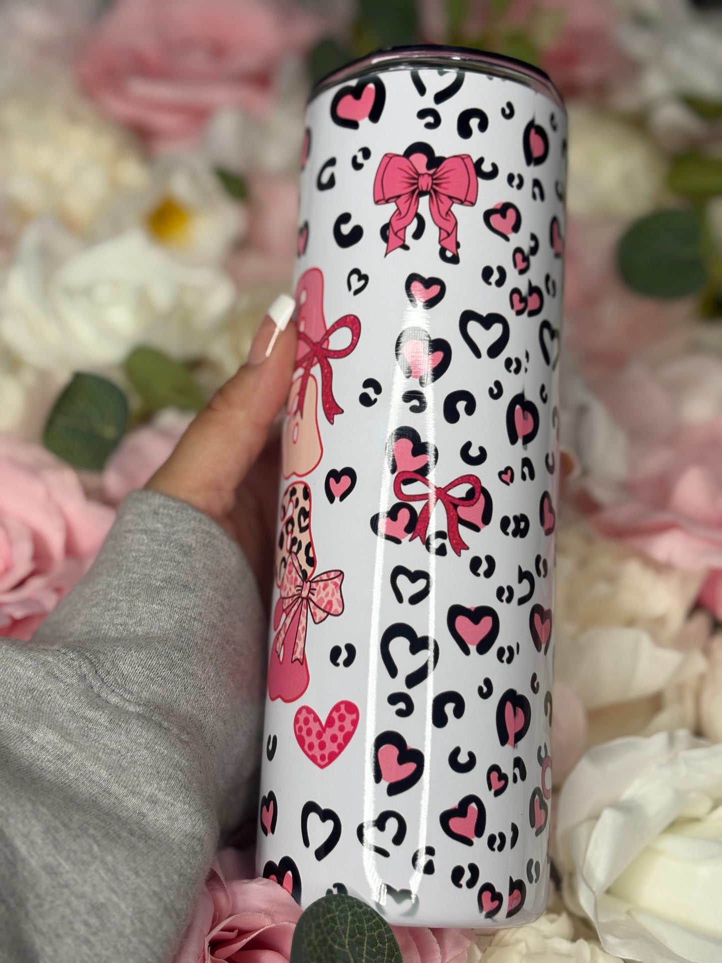20 oz Skinny Tumbler | Mama | Pink Cheetah Print