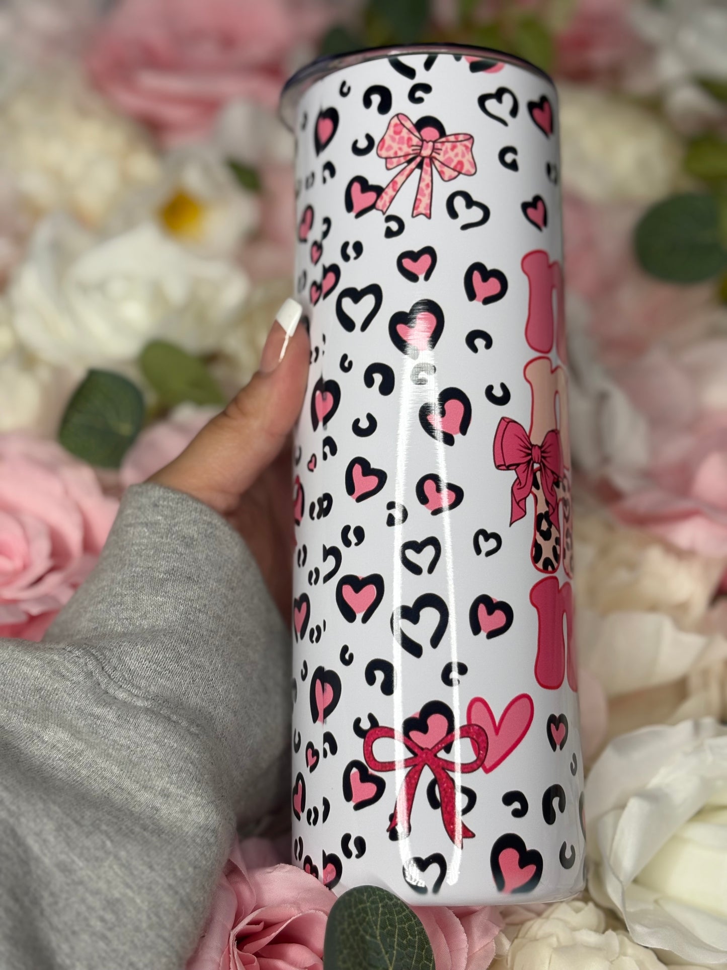 20 oz Skinny Tumbler | Mama | Pink Cheetah Print