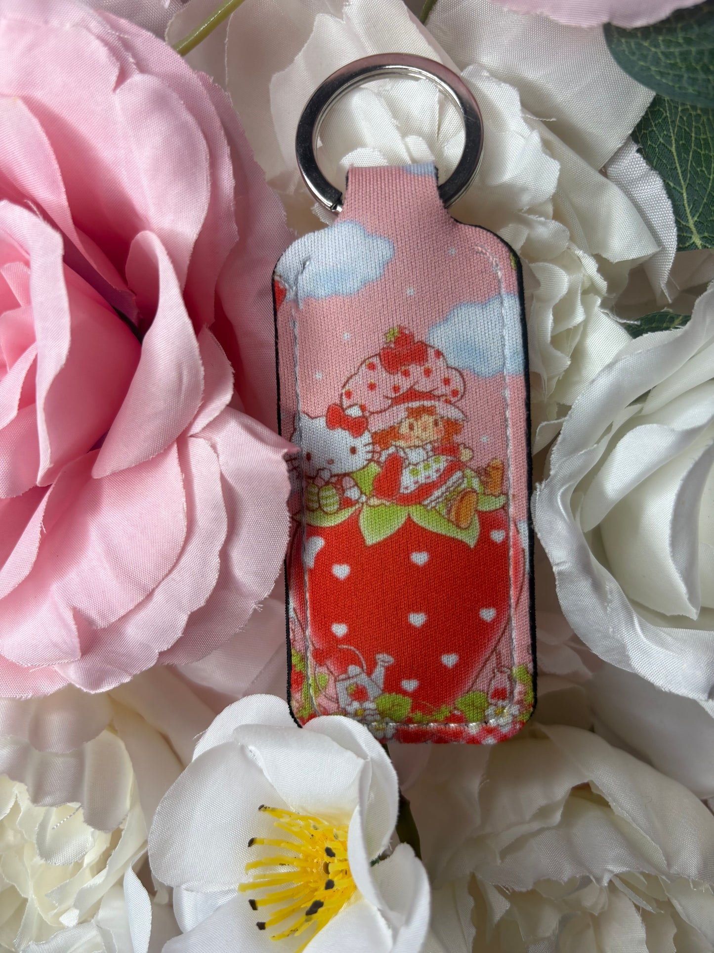 Keychain Chapstick Holder | Pink and Red | Strawberry