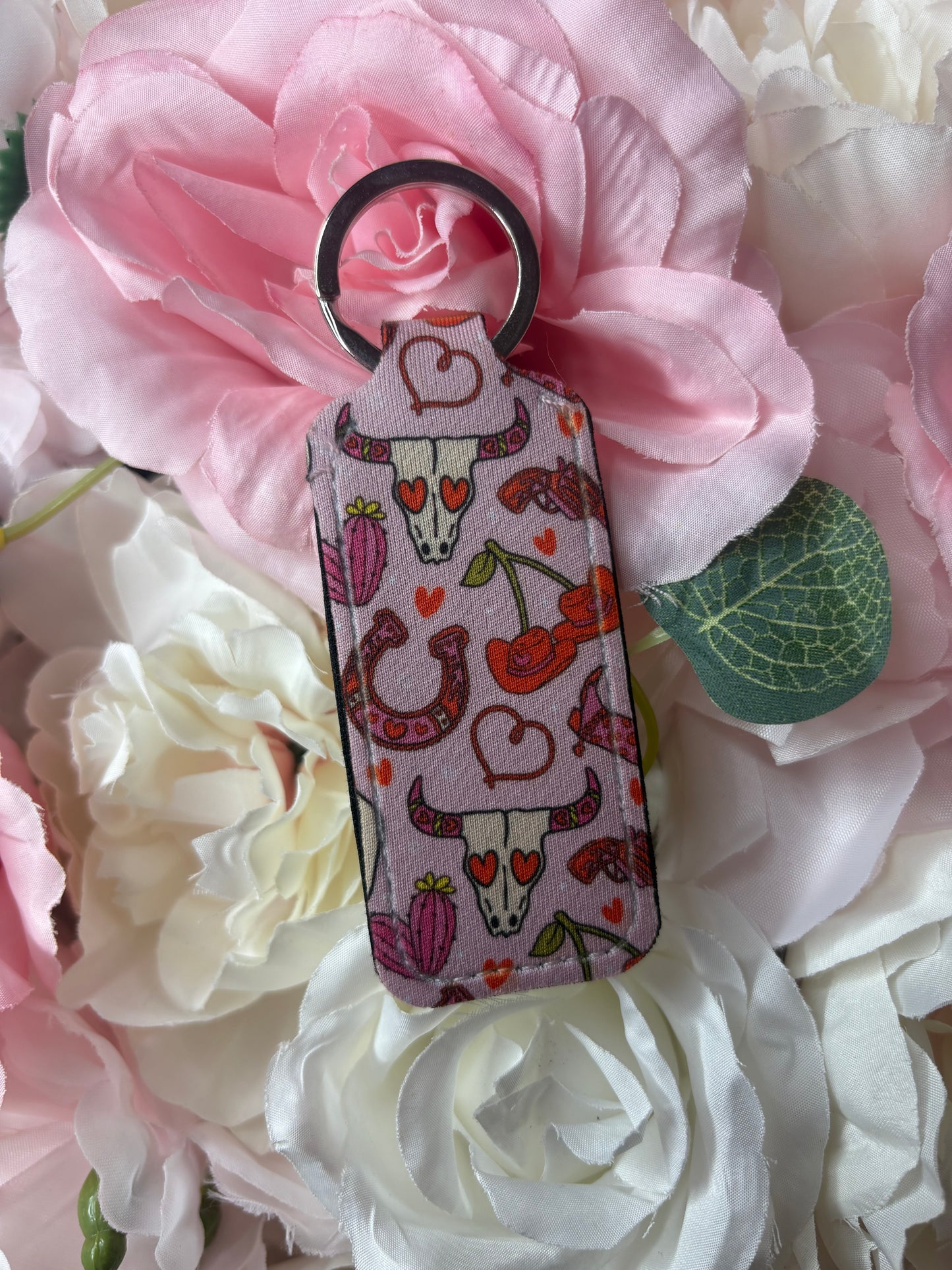 Keychain Chapstick Holder | Pink and Red | Cowgirl themed
