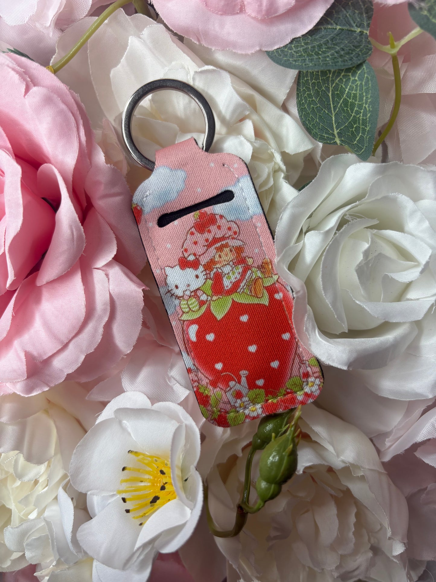 Keychain Chapstick Holder | Pink and Red | Strawberry