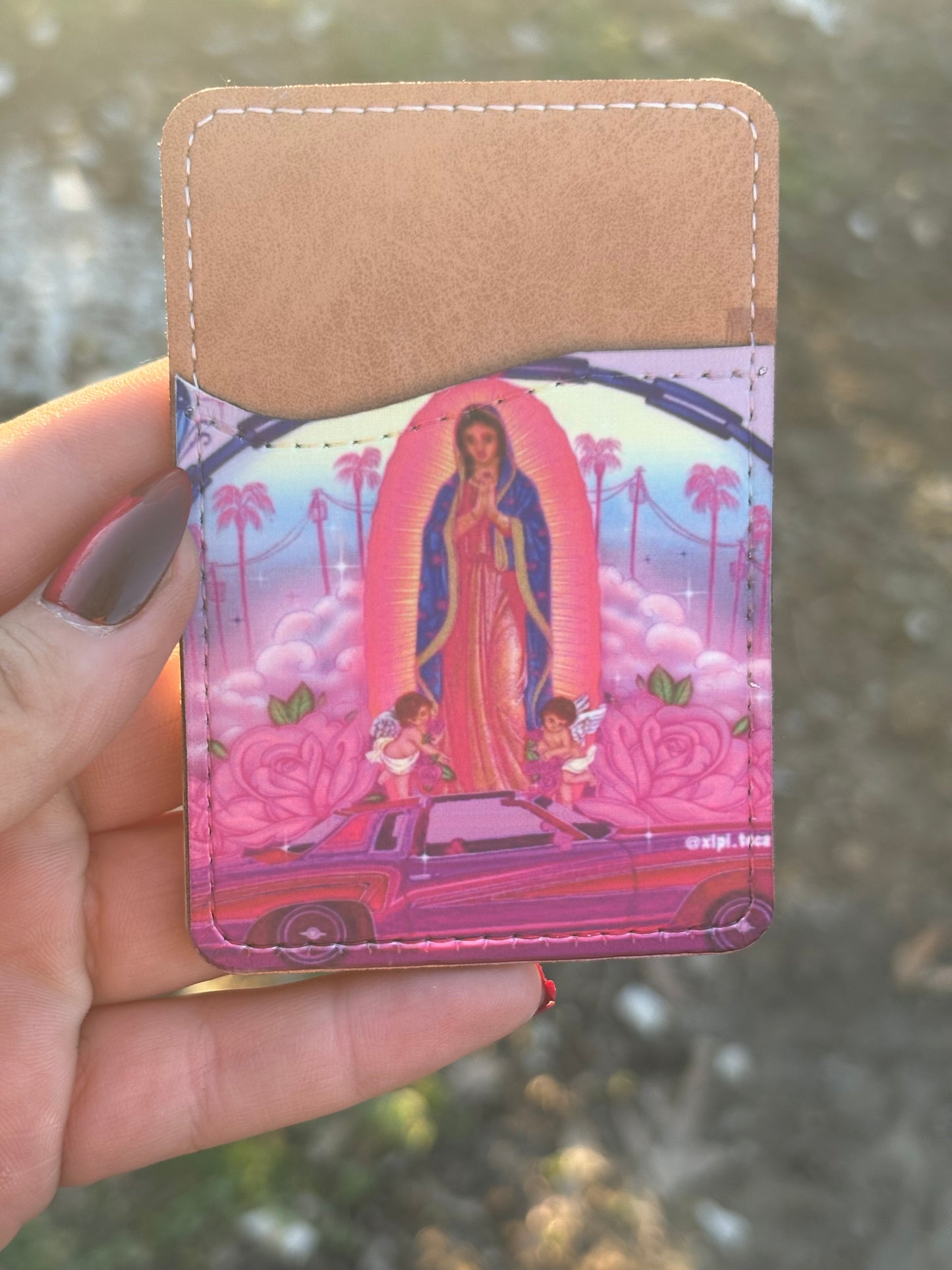 Phone Cardholder | Pink Virgin Mary With Angels