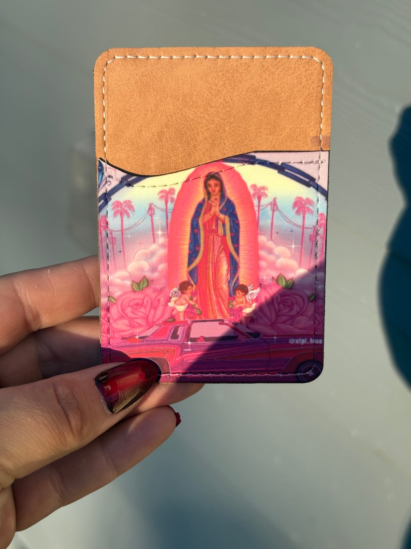 Phone Cardholder | Pink Virgin Mary With Angels