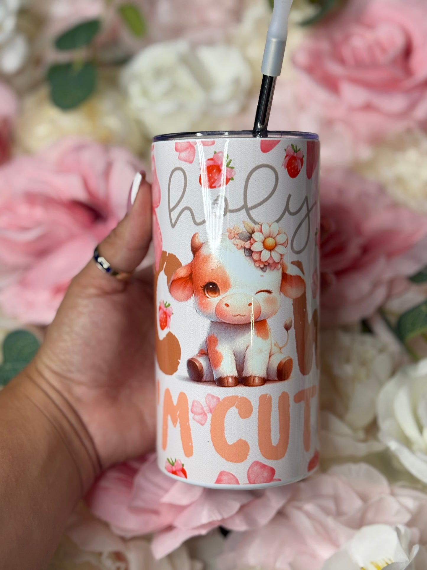 12 oz Skinny Tumbler | Holy Cow I’m Cute | Cow Themed