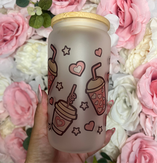 16 oz Frosted Glass | Coffee Coffee Coffee