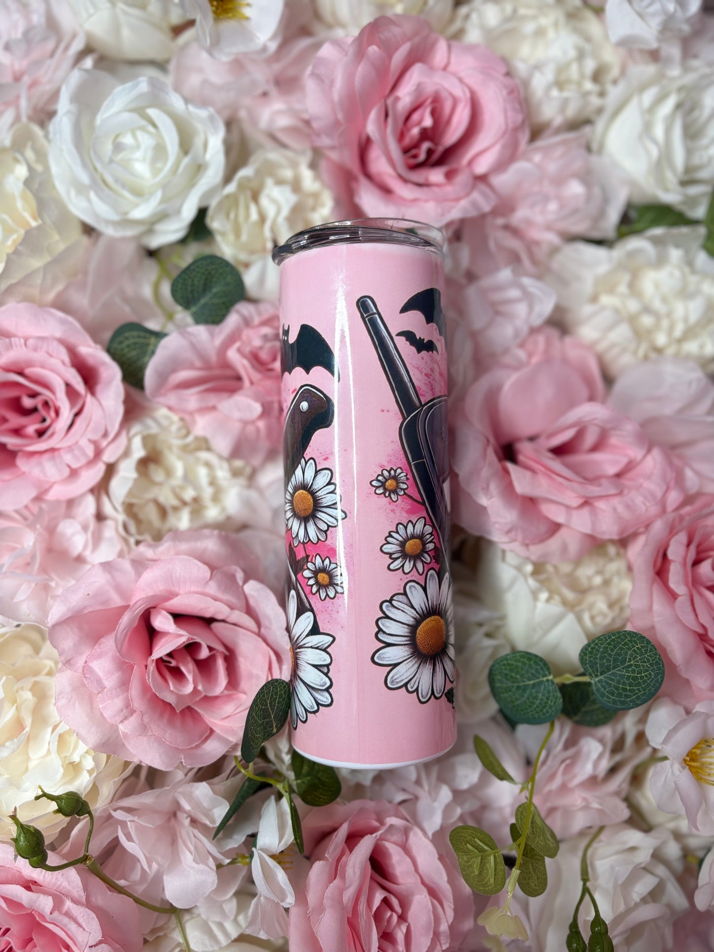 20 oz Skinny Tumbler | Pink |Scream | Halloween Themed