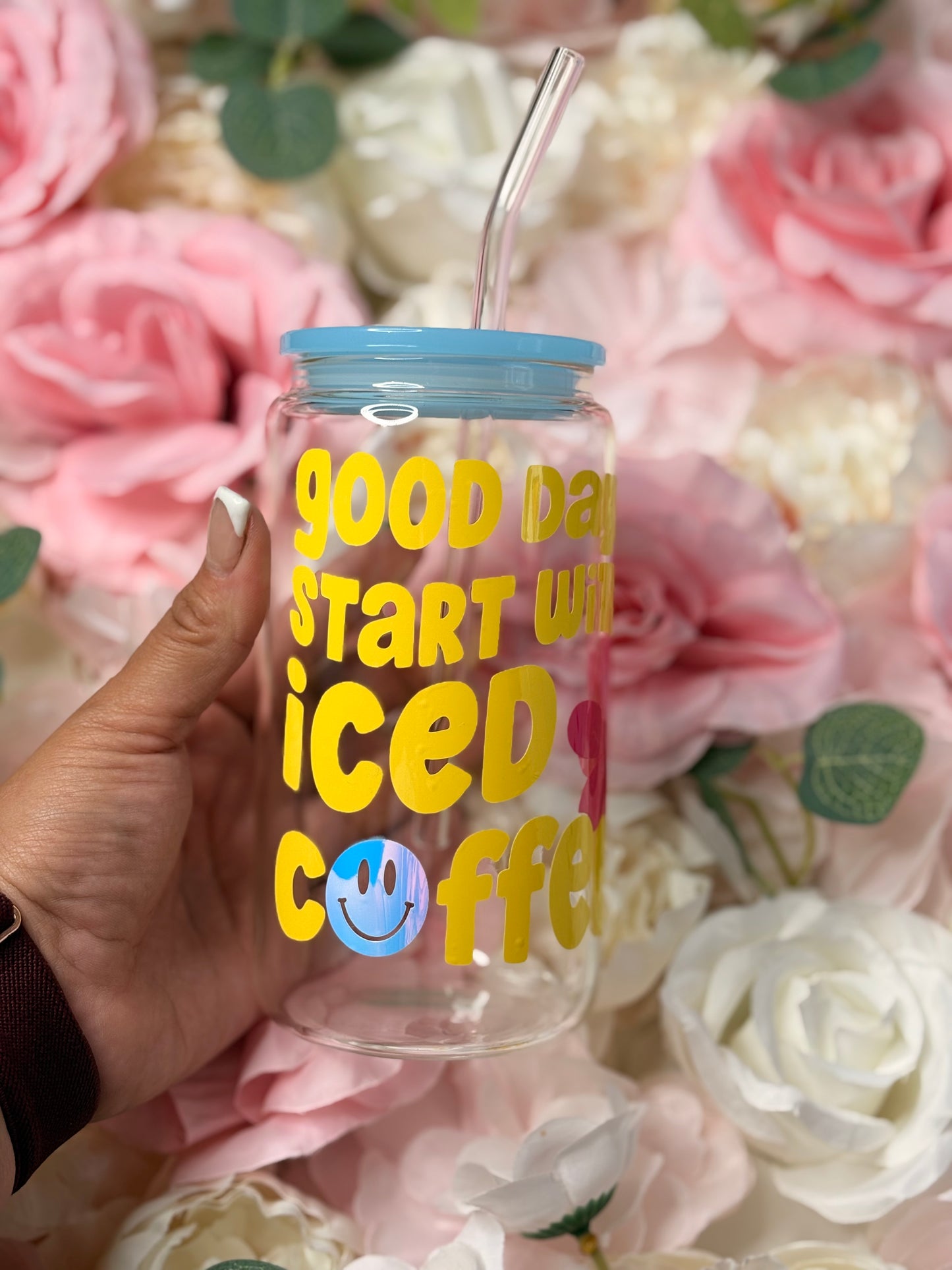 16 oz Clear Class | Good Days Start W/ Coffee