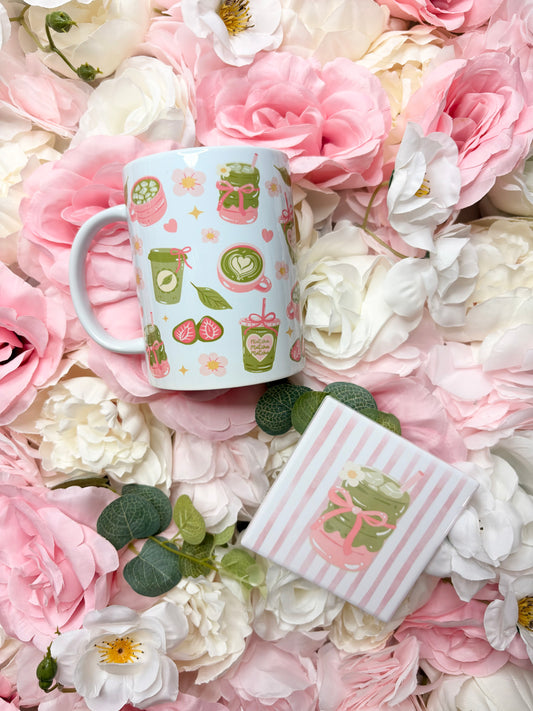15 oz Matcha Mug and Coaster Bundle