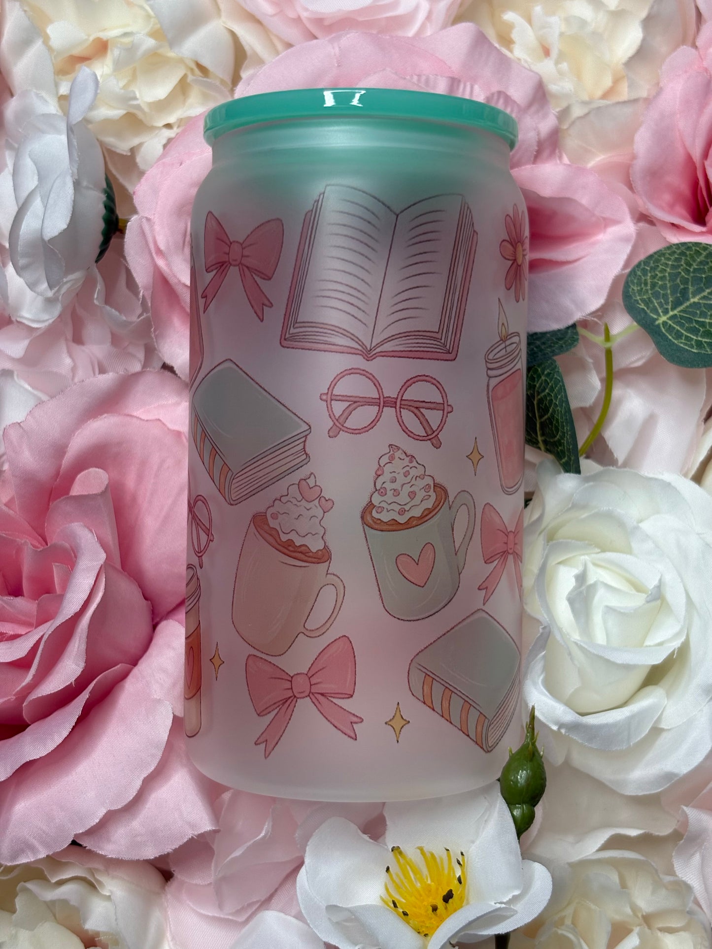 16 oz Frosted Glass Can | Green | Bookish Essential