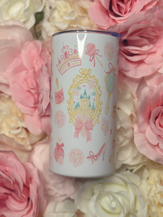 12 oz Skinny Tumbler | Pretty Princess| Pink