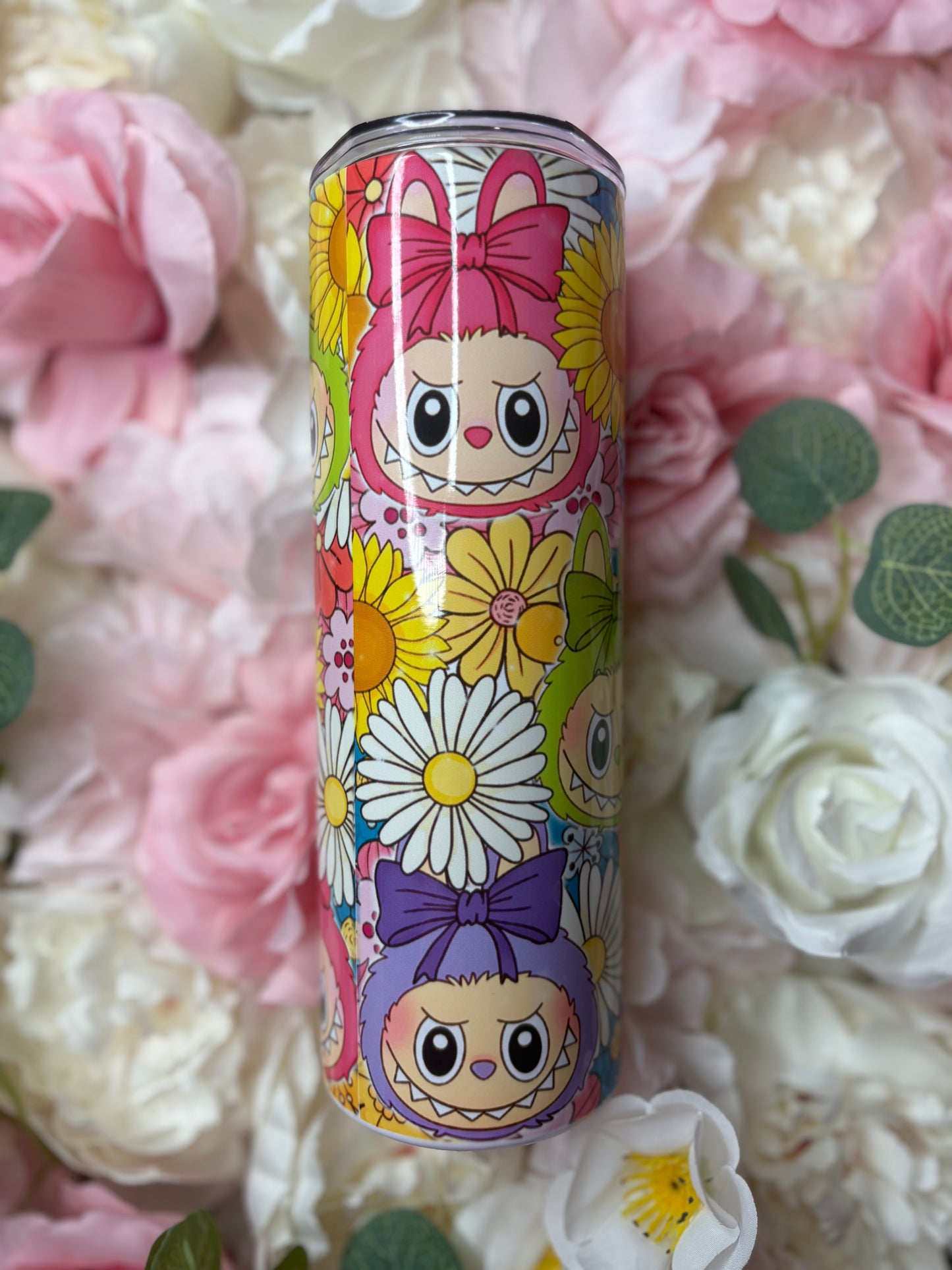 20 oz Skinny Tumbler | Labubu with Flowers