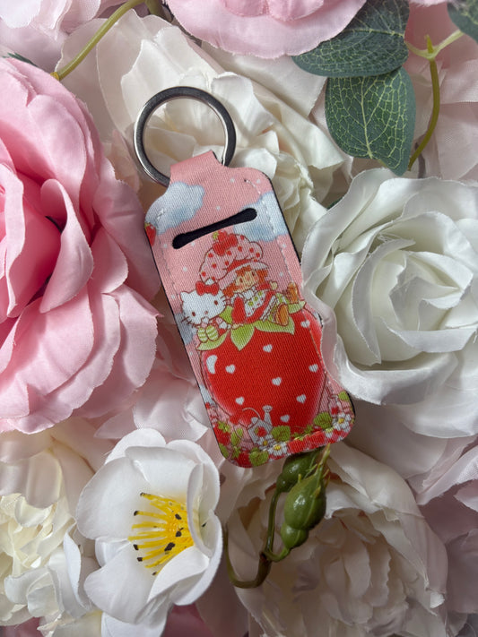 Keychain Chapstick Holder | Pink and Red | Strawberry