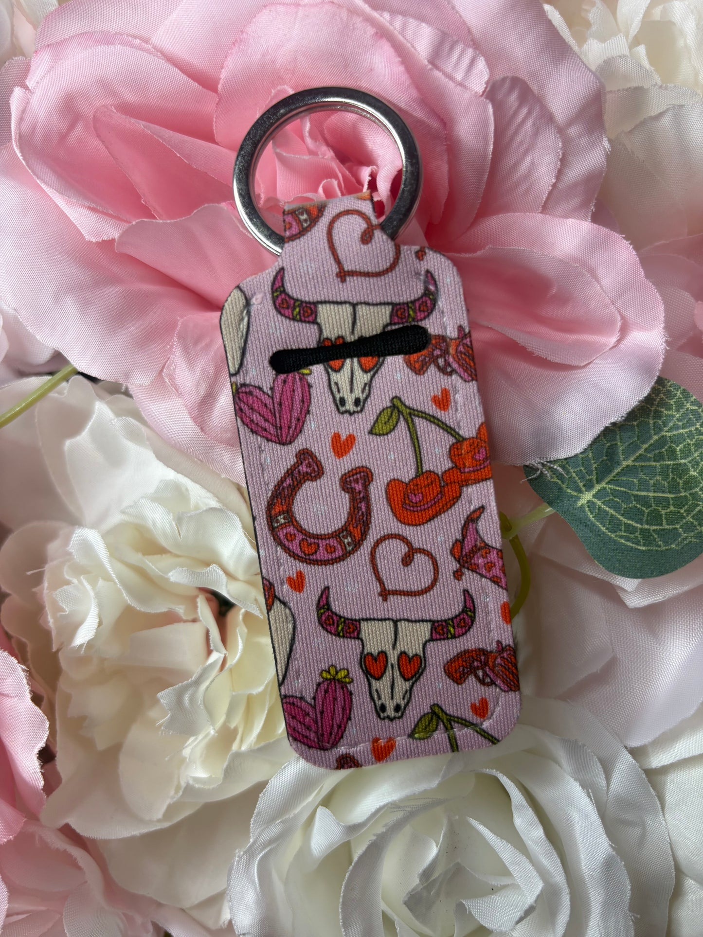 Keychain Chapstick Holder | Pink and Red | Cowgirl themed