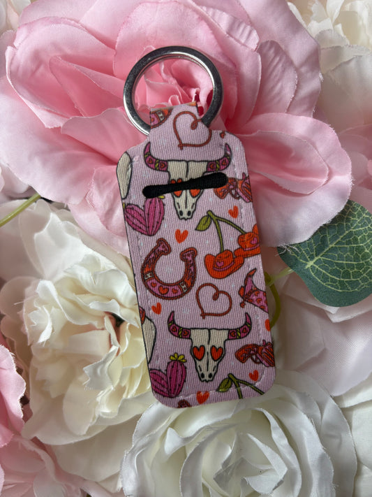 Keychain Chapstick Holder | Pink and Red | Cowgirl themed