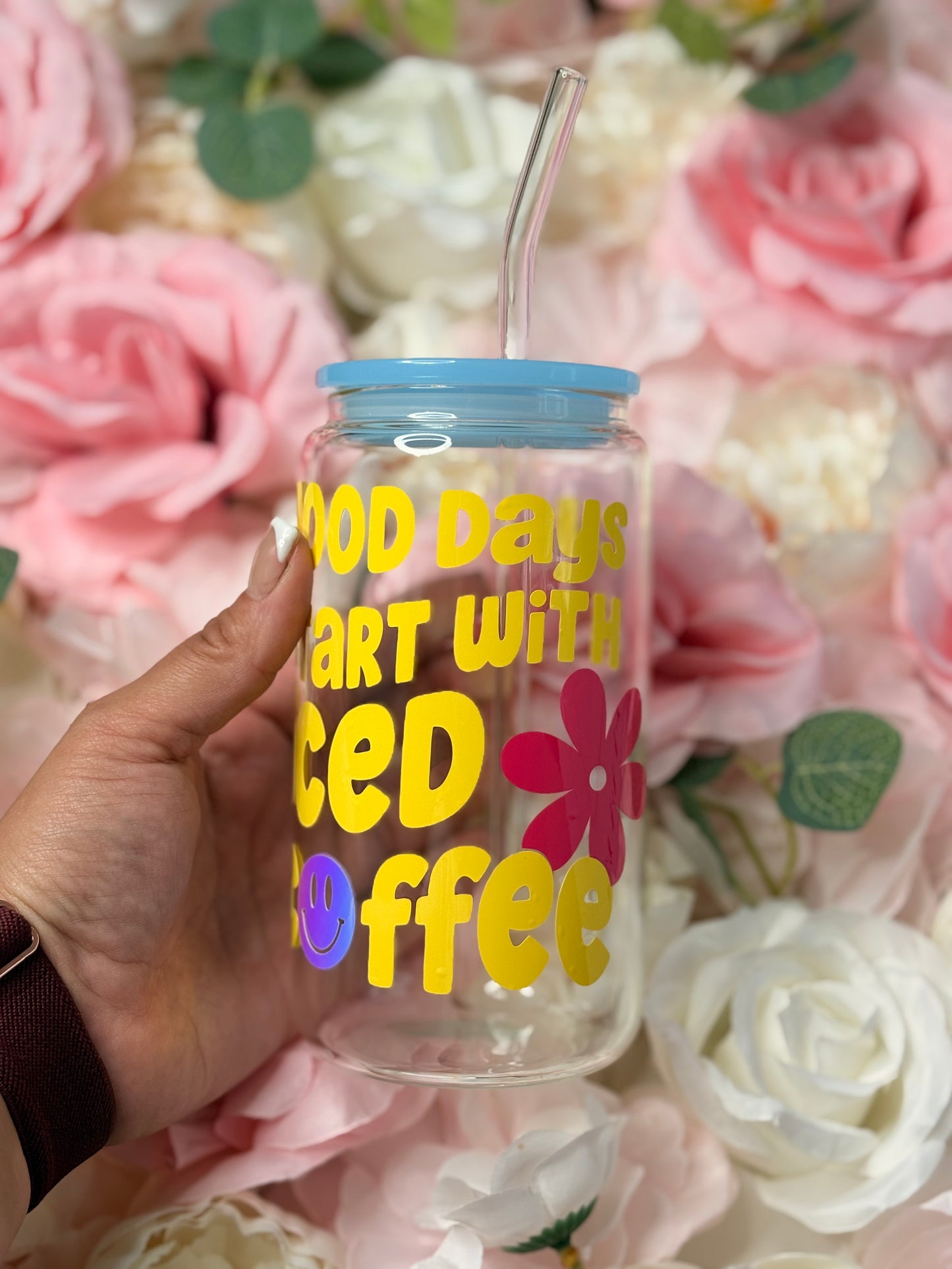 16 oz Clear Class | Good Days Start W/ Coffee