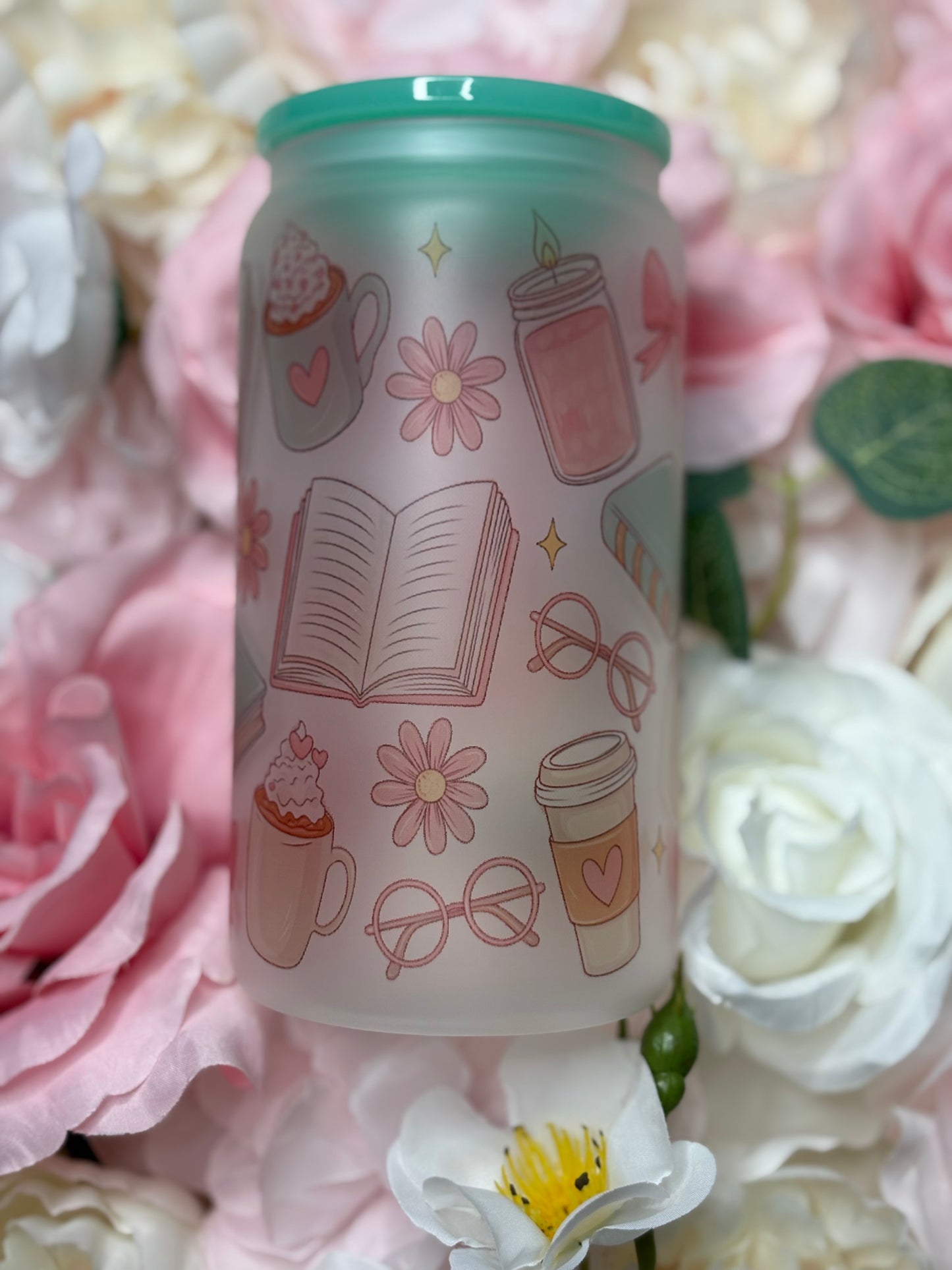 16 oz Frosted Glass Can | Green | Bookish Essential