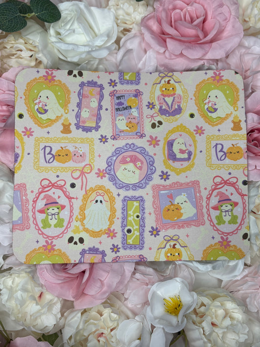 Mouse Pad | Pink | Halloween Themed With Cute Ghost