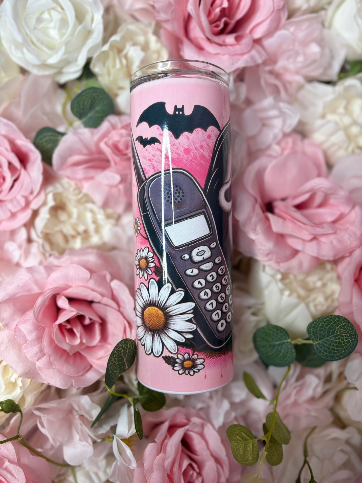 20 oz Skinny Tumbler | Pink |Scream | Halloween Themed